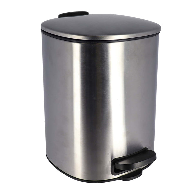 CUBO DE BASURA METAL CUADRADA TAPA CON CAIDA AMORTIGUADA 5L  CROMO - 6535102