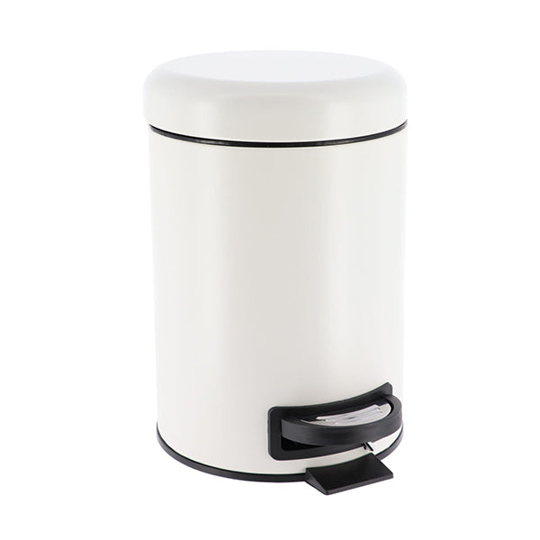 CUBO DE BASURA METAL 3L TAPA CON CAIDA AMORTIGUADA BLANCO - 6543100