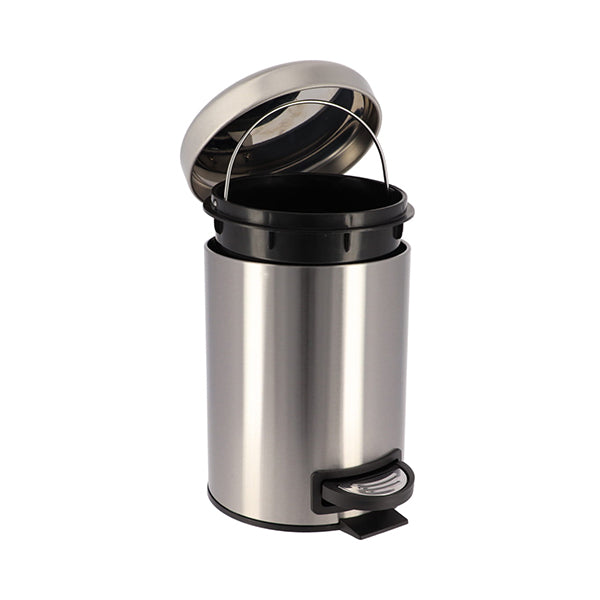 CUBO DE BASURA METAL 3L TAPA CON CAIDA AMORTIGUADA CROMO - 6543102