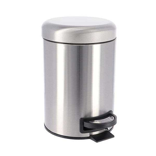 CUBO DE BASURA METAL 3L TAPA CON CAIDA AMORTIGUADA CROMO - 6543102