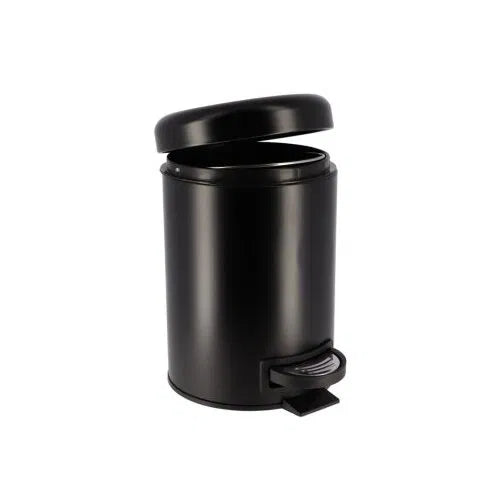 CUBO DE BASURA METAL 3L TAPA CON CAIDA AMORTIGUADA NEGRO - 6543103