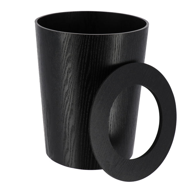 Papelera de baño estilo madera "Scandi" 9L Negro - 6553103
