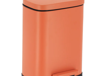 CUBO DE BASURA RECTANGULAR METAL CON PEDAL CON TAPA AMORTIGUADA 5L TIERRA DE SIENA - 6556124