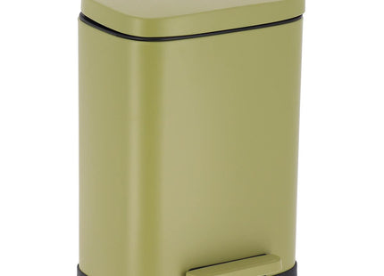 CUBO DE BASURA RECTANGULAR METAL CON PEDAL CON TAPA AMORTIGUADA 5L VERDE OLIVA - 65561401