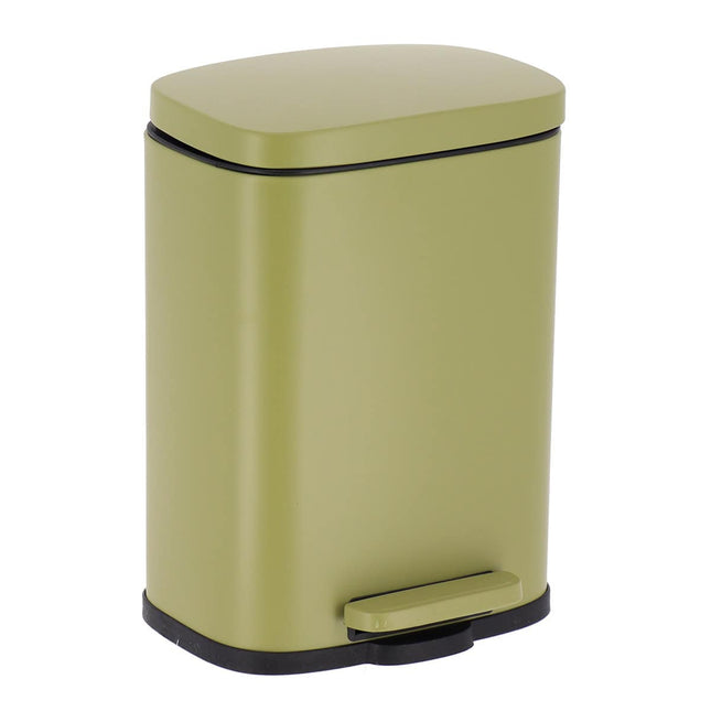 CUBO DE BASURA RECTANGULAR METAL CON PEDAL CON TAPA AMORTIGUADA 5L VERDE OLIVA - 65561401