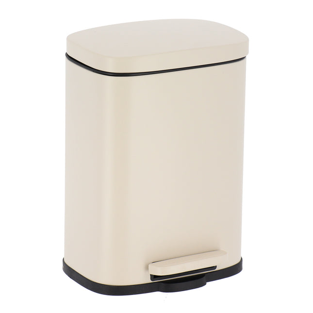 CUBO DE BASURA METAL RECTANGULAR CON PEDAL Y CON TAPA AMORTIGUADA 5L  CRUDO - 6556269