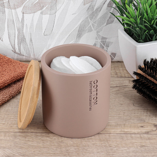 CAJA DE ALGODON POLYRESINA + TAPA BAMBÚ CAPUCINO/BAMBÚ - 67101166