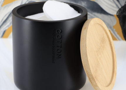 Caja de algodón y bastoncillos con tapa de bambú verde caqui - 67101237