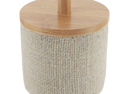 CAJA DE ALGODON POLIRESINA REDONDA EFECTO MALLA CON BAMBÚ NATURAL - 67161104