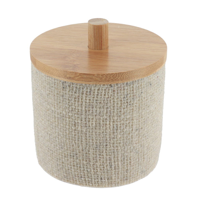 CAJA DE ALGODON POLIRESINA REDONDA EFECTO MALLA CON BAMBÚ NATURAL - 67161104