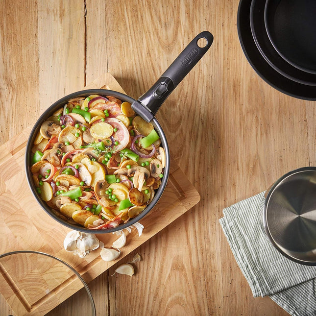 Juego de 2 sartenes D16 y 20 cm de aluminio antiadherente con mango extraíble - todas las placas de inducción "Sitram" - 714267