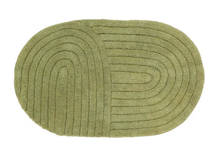 ALFOMBRA CON MECHONES ALGODON OVAL 50X80 VERDE OLIVA - 71991401