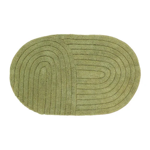 ALFOMBRA CON MECHONES ALGODON OVAL 50X80 VERDE OLIVA - 71991401