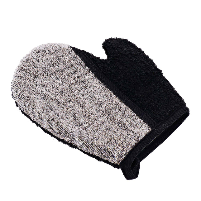 GUANTE DE MASAJE EXFOLIANTE CUERPO DE POLIESTER/RAMIO/PU  NEGRO/TOPO - 75501103