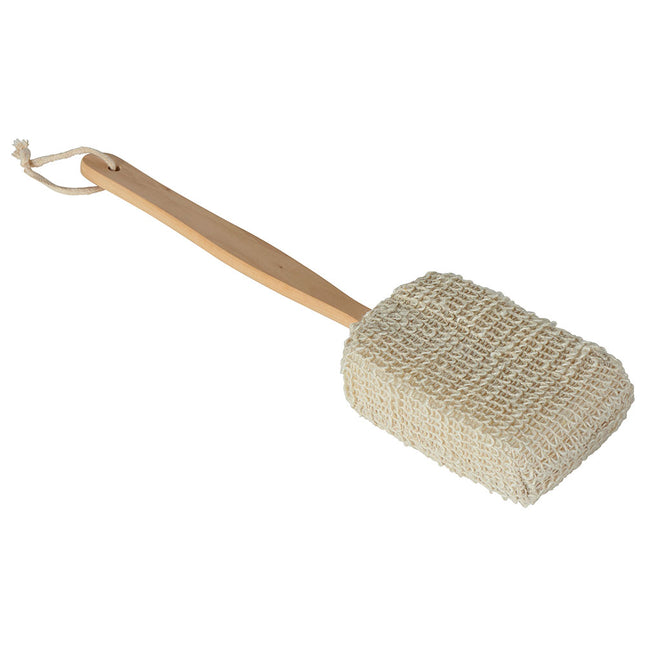 ESPONJA DE BAÑO DE RAMIO CON MANGO MADERA NATURAL - 75518104