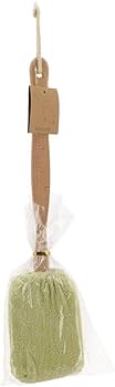 ESPONJA DE BAÑO DE RAMIO CON MANGO MADERA  BLANCO/VERDE - 75518236