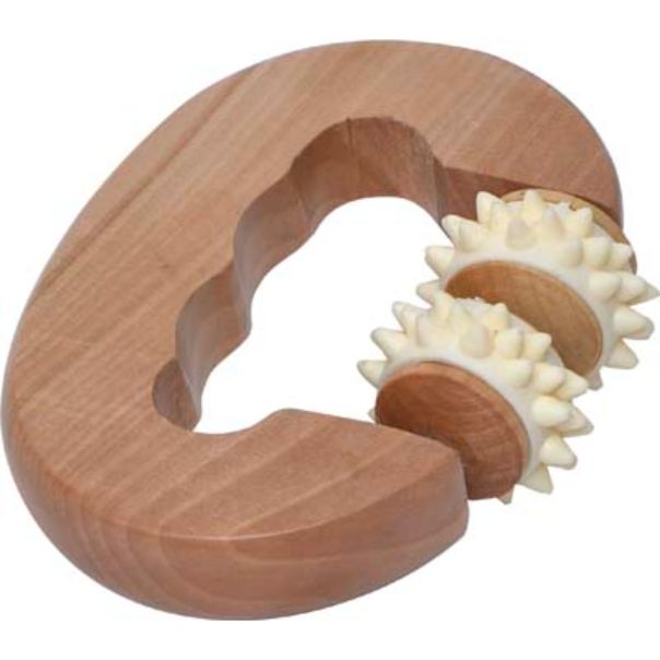 Rodillo de masaje manual de madera natural con dos púas - 75528104