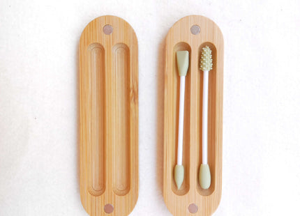 CONJUNTO DE 2 BASTONCILLOS DE SILICONA REUTILIZABLES CON ESTUCHE DE BAMBÚ - 75591195