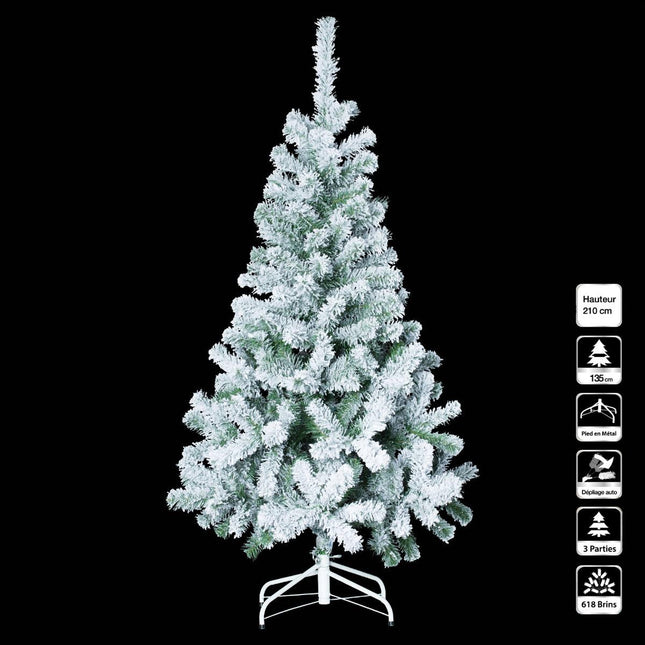 Árbol de Navidad artificial verde nevado "Floqué" A210cm - 769342
