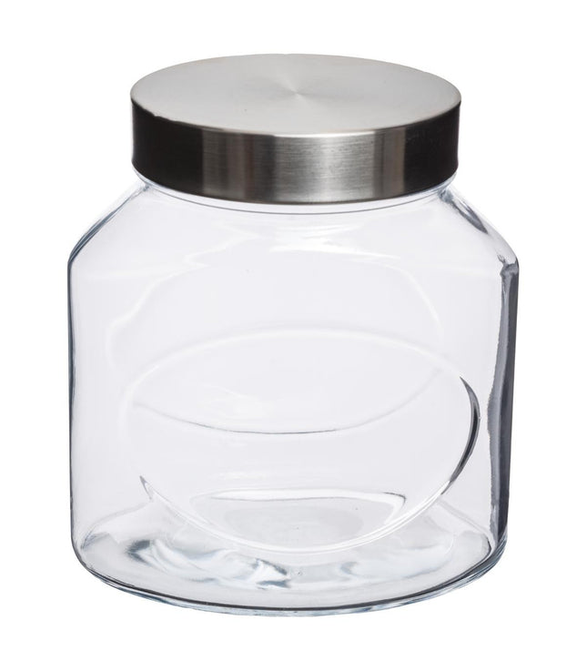 Tarro de cristal + acero inoxidable ovalado 1L - 80393