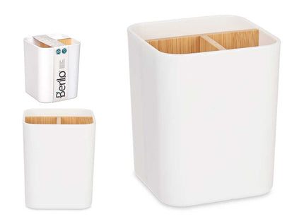 ORGANIZADOR CUADRADO 3 COMPARTIMENTOS PLASTICO/BAMBÚ BLANCO - 8304100