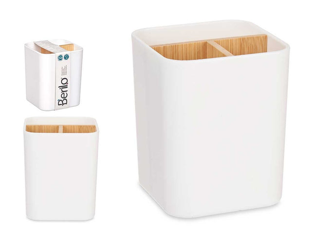 ORGANIZADOR CUADRADO 3 COMPARTIMENTOS PLASTICO/BAMBÚ BLANCO - 8304100