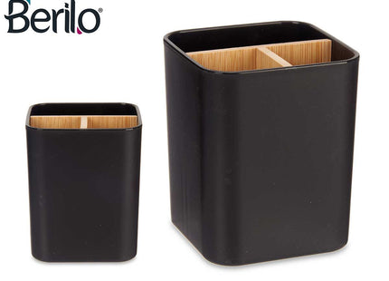 ORGANIZADOR CUADRADO 3 COMPARTIMIENTOS PLASTICO/BAMBÚ NEGRO - 8304103