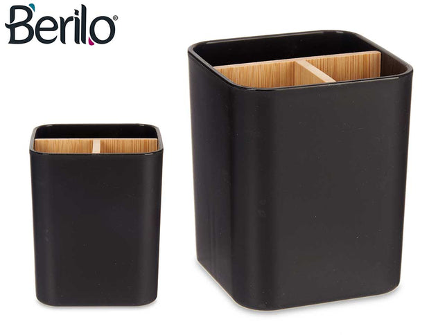 ORGANIZADOR CUADRADO 3 COMPARTIMIENTOS PLASTICO/BAMBÚ NEGRO - 8304103