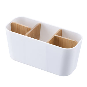 ORGANIZADOR RECTANGULAR 5 COMPARTIMENTOS PLASTICO/BAMBÚ BLANCO - 8305100