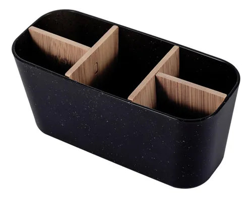 ORGANIZADOR RECTANGULAR 5 COMPARTIMENTOS PLASTICO/BAMBÚ NEGRO - 8305103