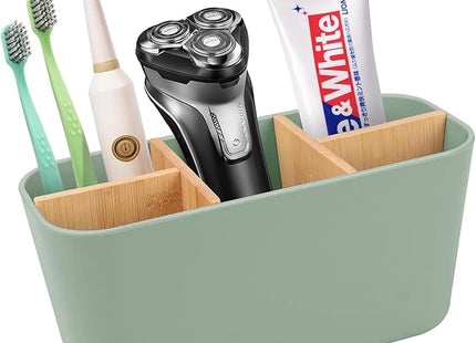 ORGANIZADOR RECTANGULAR 5 COMPARTIMENTOS PLASTICO/BAMBÚ VERDE SALVIA - 8305144