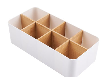 ORGANIZADOR RECTANGULAR 8 COMPARTIMENTOS PLASTICO/BAMBÚ  BLANCO - 8306100