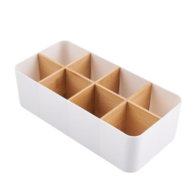 ORGANIZADOR RECTANGULAR 8 COMPARTIMENTOS PLASTICO/BAMBÚ  BLANCO - 8306100
