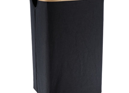 Cesto de lavandería rectangular y plegable A60cm "Purebamboo" negro - 8720103