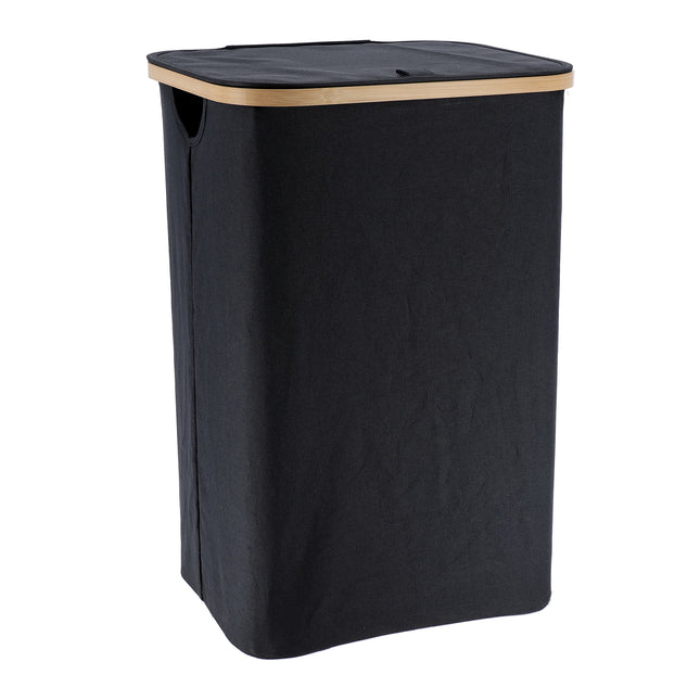 Cesto de lavandería rectangular y plegable A60cm "Purebamboo" negro - 8720103