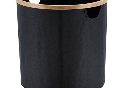 Cesta de almacenamiento redonda y plegable "Purebamboo" negra - 8722103