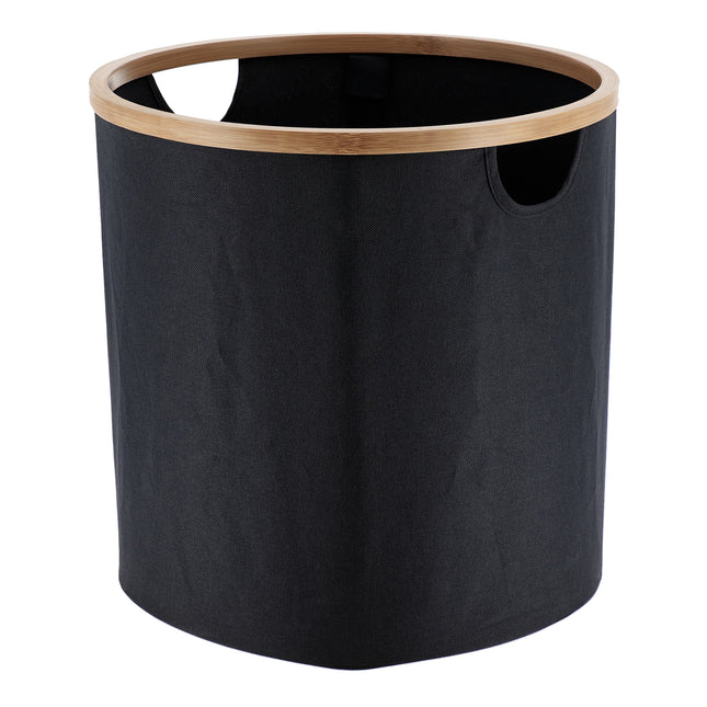 Cesta de almacenamiento redonda y plegable "Purebamboo" negra - 8722103
