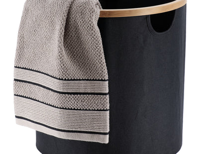 Cesta de almacenamiento redonda y plegable "Purebamboo" negra - 8722103