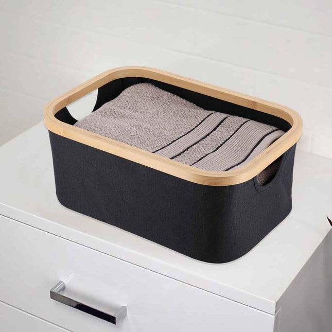 Cesta para ordenar plegable L38 x A16 cm Purebamboo negro - 8723103