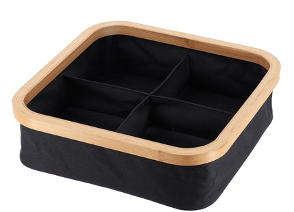 Organizador cuadrado plegable "Purebamboo" negro de 4 compartimentos - 8724103