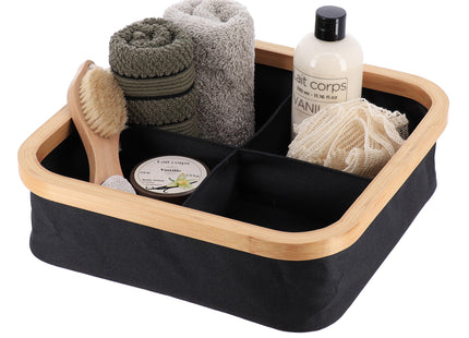 Organizador cuadrado plegable "Purebamboo" negro de 4 compartimentos - 8724103