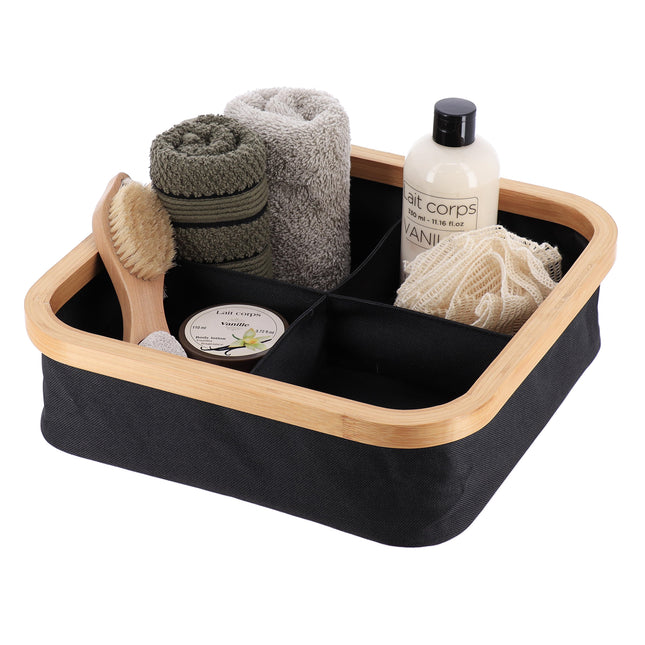 Organizador cuadrado plegable "Purebamboo" negro de 4 compartimentos - 8724103