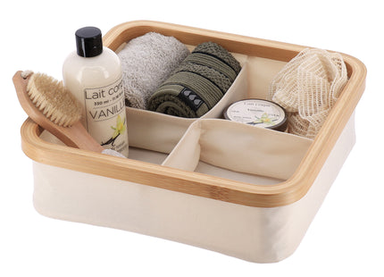 Organizador cuadrado plegable "Purebamboo" color crudo de 4 compartimentos - 8724104