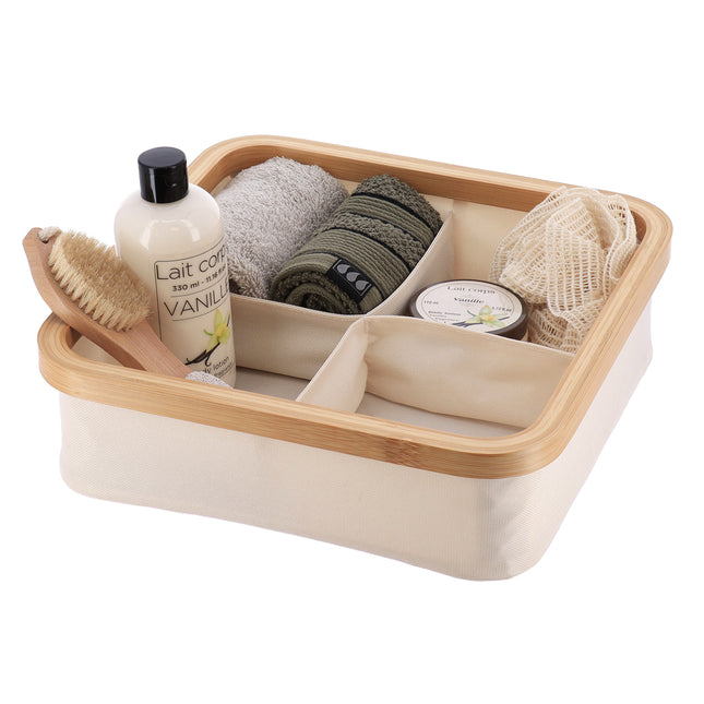 Organizador cuadrado plegable "Purebamboo" color crudo de 4 compartimentos - 8724104