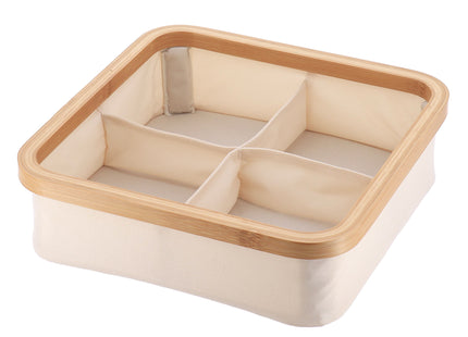 Organizador cuadrado plegable "Purebamboo" color crudo de 4 compartimentos - 8724104
