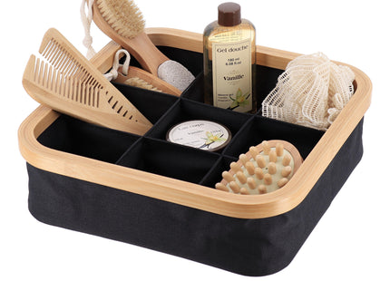 Organizador cuadrado plegable "Purebamboo" negro de 9 compartimentos - 8725103