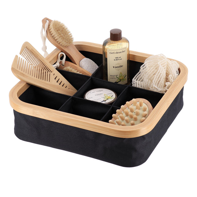 Organizador cuadrado plegable "Purebamboo" negro de 9 compartimentos - 8725103