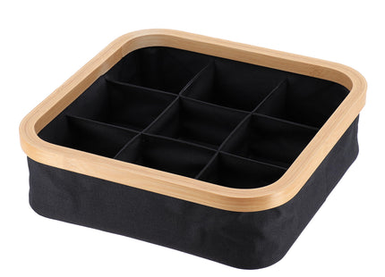 Organizador cuadrado plegable "Purebamboo" negro de 9 compartimentos - 8725103