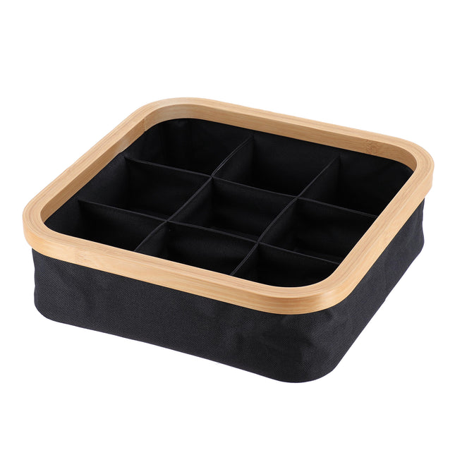 Organizador cuadrado plegable "Purebamboo" negro de 9 compartimentos - 8725103