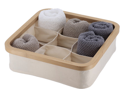 Organizador cuadrado plegable "Purebamboo" color crudo de 9 compartimentos - 8725104